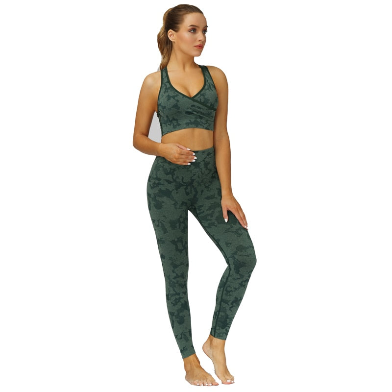 Savoy Active SA-XIALEG7307-BRN-GRN-XL Virginia Camouflage Workout Leggings  for Women, Brown & Green - Extra Large 